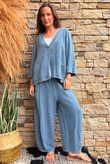 Lina Linen Blend Box Jacket Washed Navy